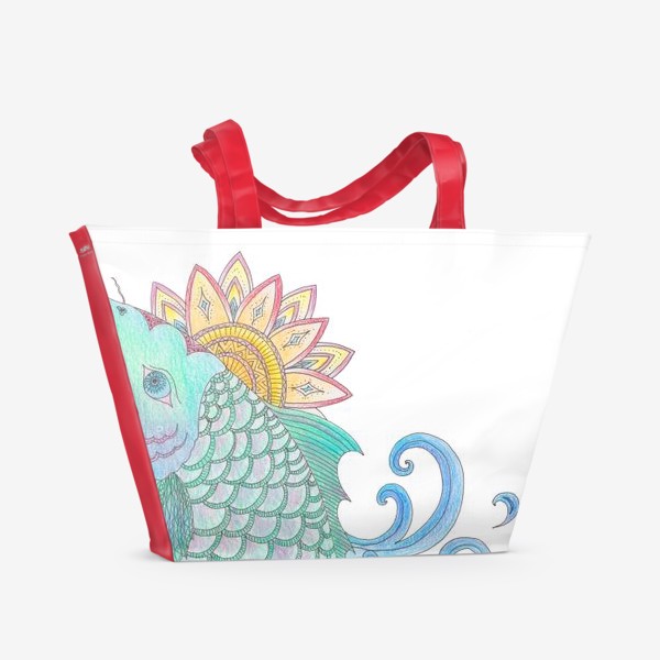 Пляжная сумка «кои в цветах»