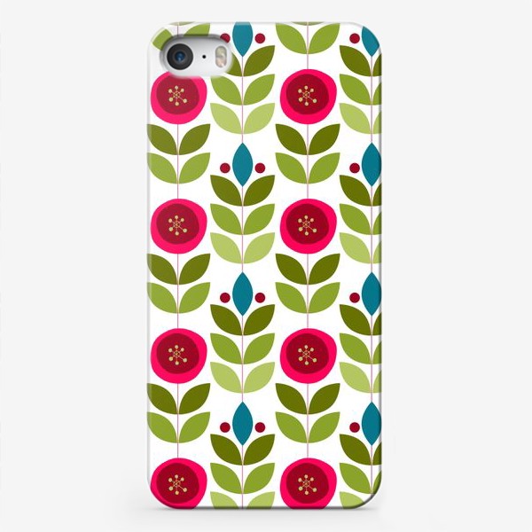 Чехол iPhone «Ветки и ягоды в скандинавском стиле в голубых тонах»