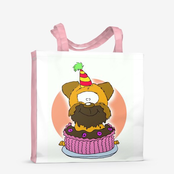 Сумка-шоппер «Грифон с тортиком, с днем рождения!»