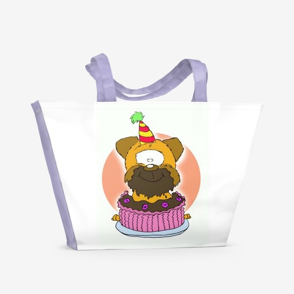 Пляжная сумка «Грифон с тортиком, с днем рождения!»