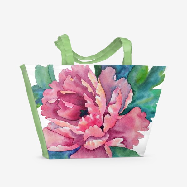 Пляжная сумка &laquo;Розовый цветок пиона&raquo;