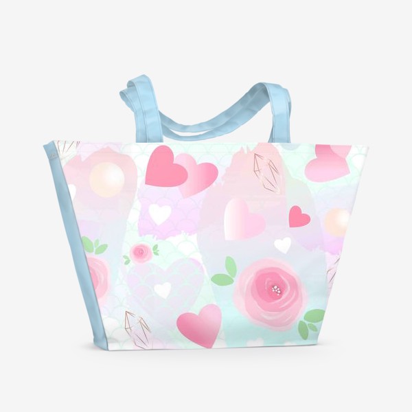 Пляжная сумка «Розочки, сердечки, бусинки...»
