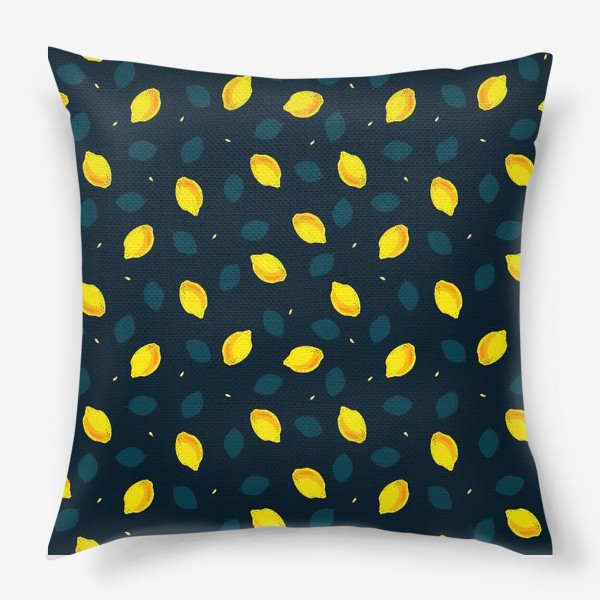 Подушка «Сочные лимоны на синем фоне»
