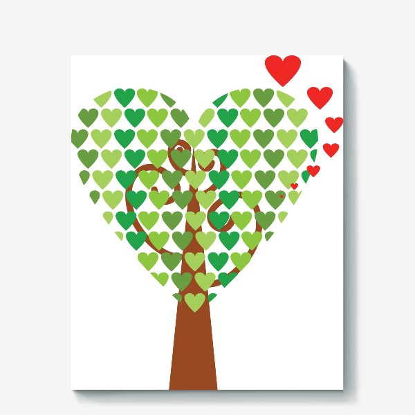 Холст «Иллюстрация дерево и любовь»