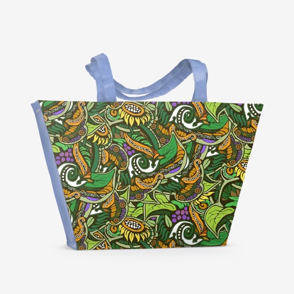 Пляжная сумка &laquo;бесшовный абстрактный фон из растительных элементов цветов и плодов &raquo;