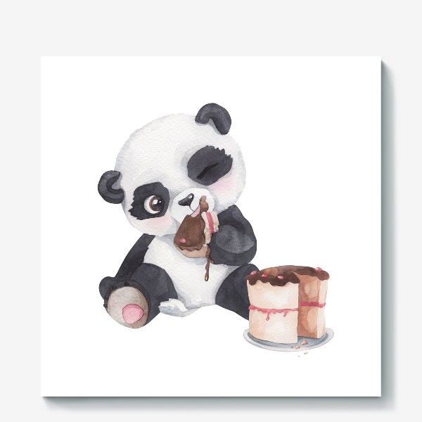 Холст «панда сладкоежка»