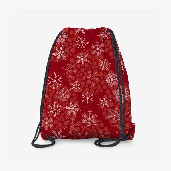 Рюкзак «Снежинки на красном фоне»