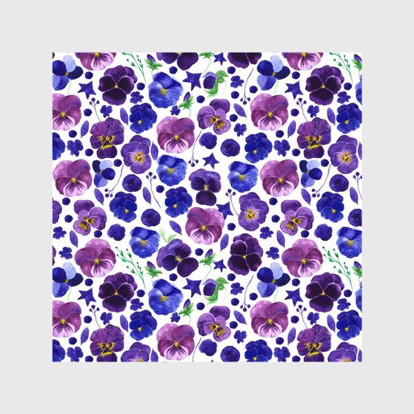 Шторы «Акварельные фиолетовые цветы Анютины глазки»