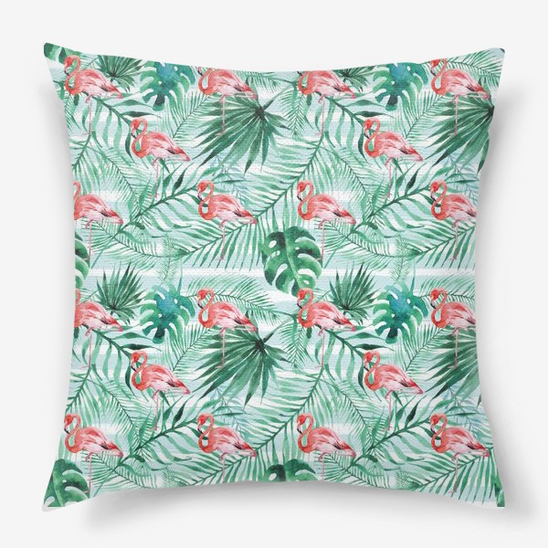 Подушка «Фламинго и пальмы»