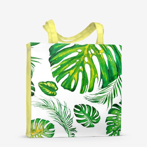 Сумка-шоппер «Тропики акварелью на белом. Tropic watercolor»