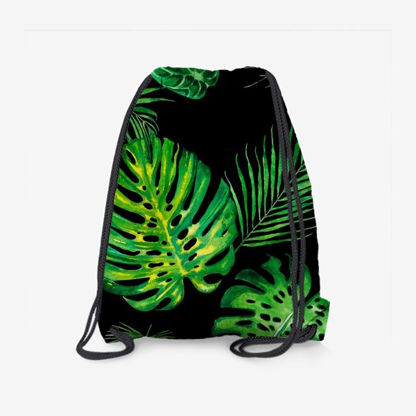 Рюкзак «Тропики акварелью на черном. Tropic watercolor»