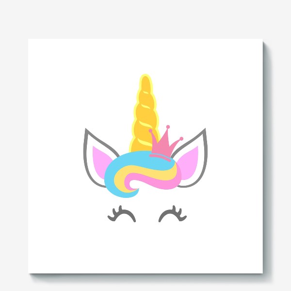 Холст «Little unicorn with crown»