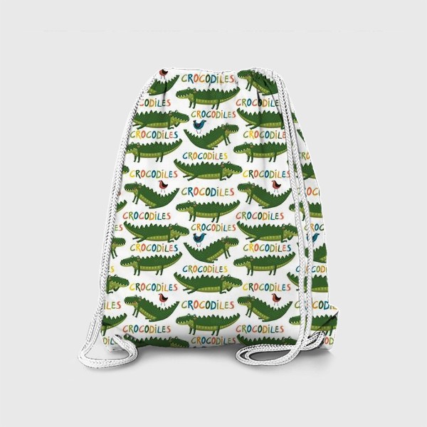 Рюкзак «Детский паттерн с крокодилами на белом фоне»