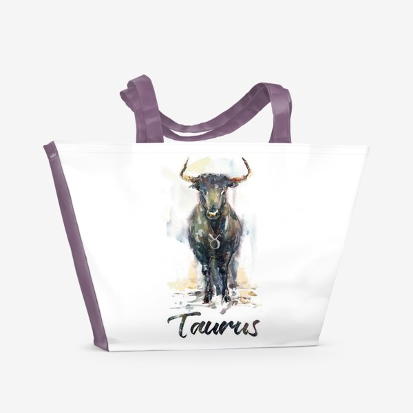 Пляжная сумка &laquo;Taurus / Телец. Акварель&raquo;