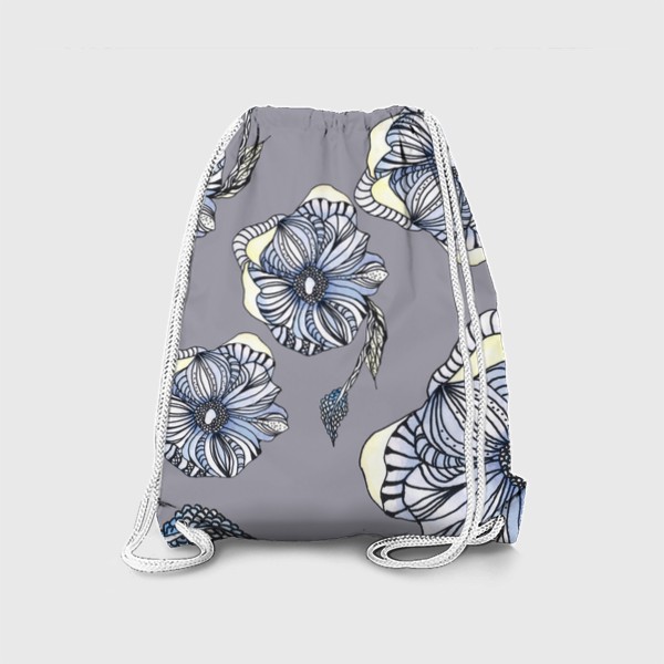 Рюкзак «Цветок фантазия паттерн голубой»