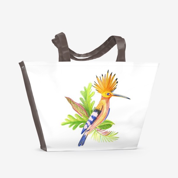 Пляжная сумка «Птица удод и тропики»