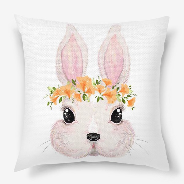 Подушка «Милый кролик в цветочном венке»