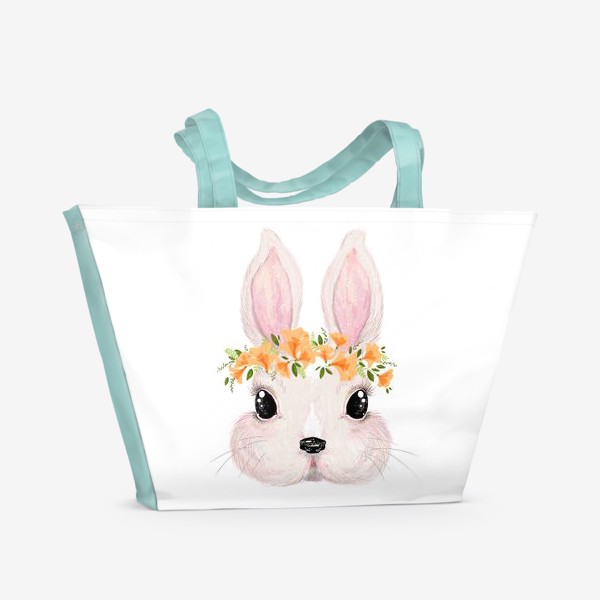 Пляжная сумка «Милый кролик в цветочном венке»