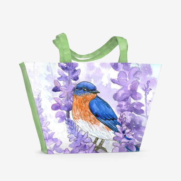 Пляжная сумка «птица в люпинах»