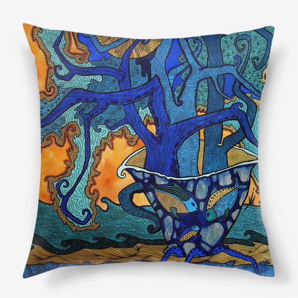 Подушка «Синие деревья»