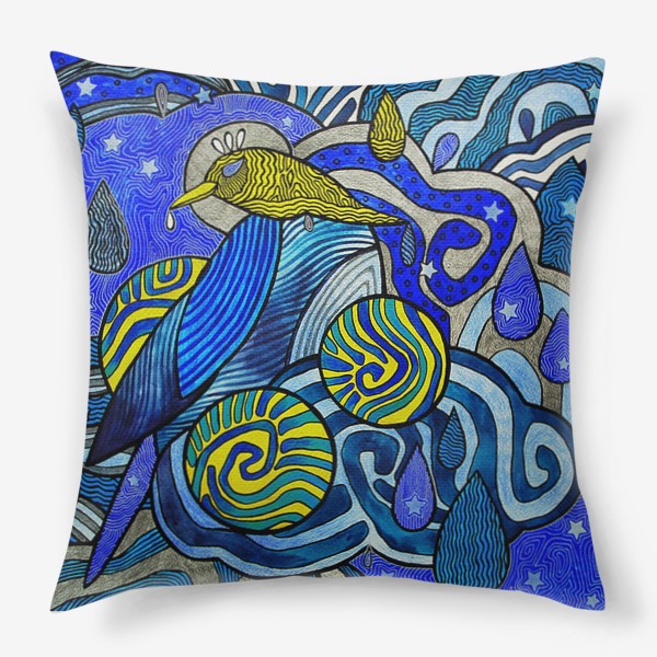 Подушка «Синяя птица дождя»