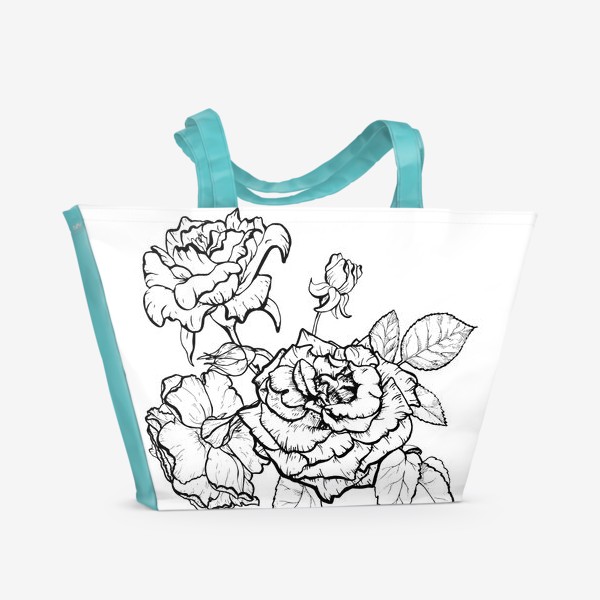 Пляжная сумка «Букет роз - графика»