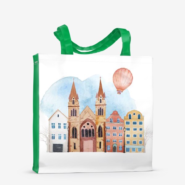 Сумка-шоппер «Городская сцена с воздушным шаром»