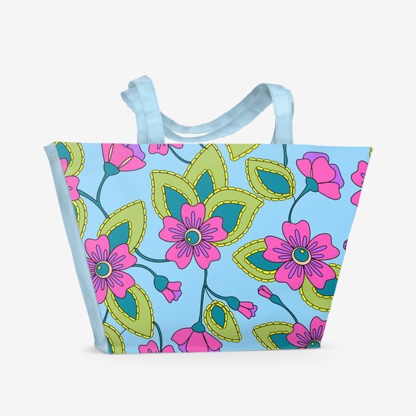 Пляжная сумка «Розовые фантазийные цветы»