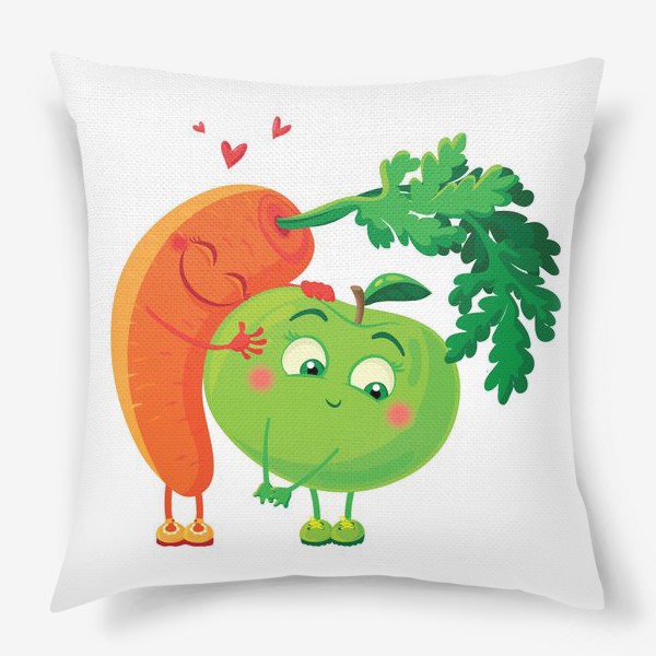 Подушка «Морковка влюблённая в яблоко»