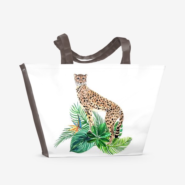 Пляжная сумка «леопард в тропиках»