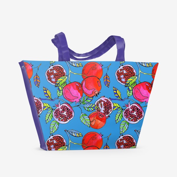 Пляжная сумка «Акварельные фрукты гранаты»