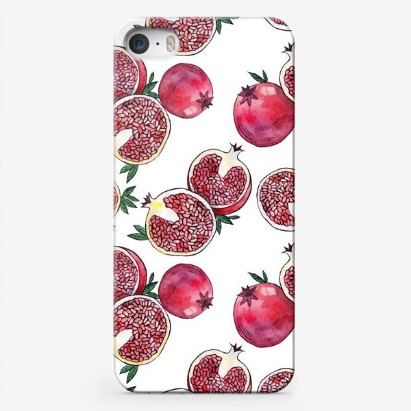 Чехол iPhone «Гранаты. Акварельные паттерн с фруктами»