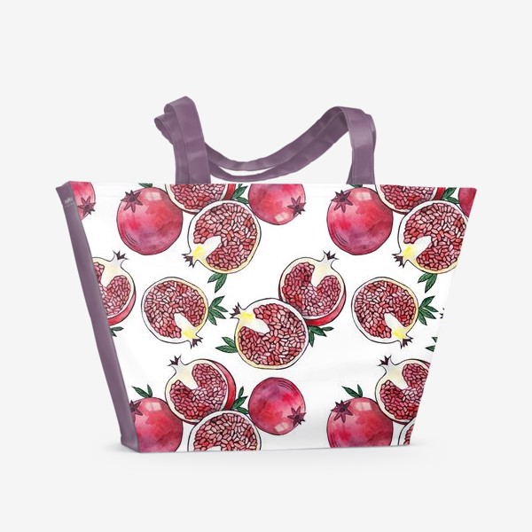 Пляжная сумка «Гранаты. Акварельные паттерн с фруктами»