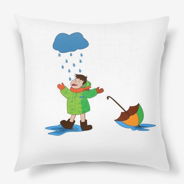 Подушка «мальчик радуется дождю»