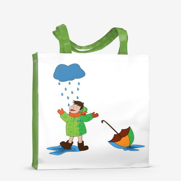 Сумка-шоппер «мальчик радуется дождю»