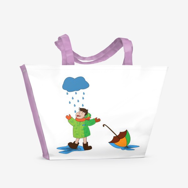 Пляжная сумка &laquo;мальчик радуется дождю&raquo;