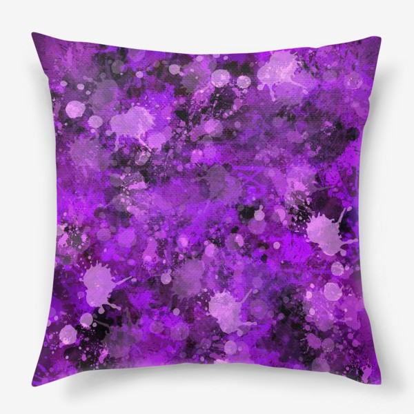 Подушка «Абстрактный рисунок с кляксами сиреневой и фиолетовой краски»