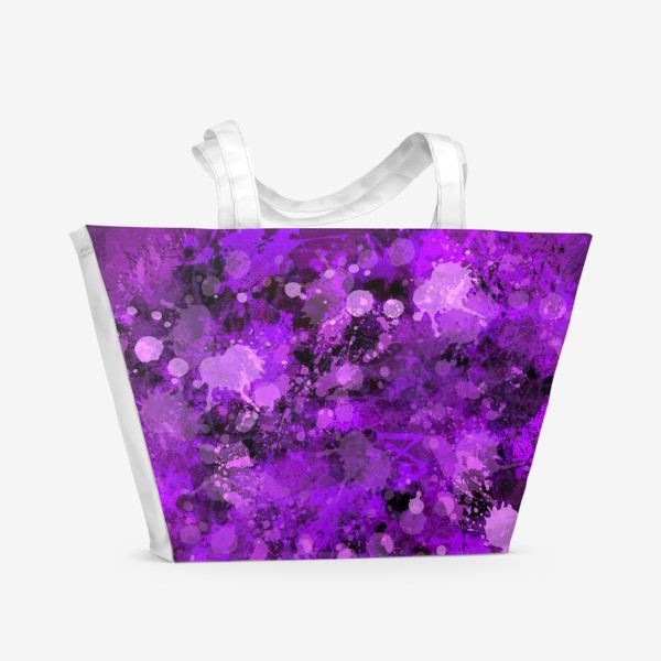 Пляжная сумка «Абстрактный рисунок с кляксами сиреневой и фиолетовой краски»