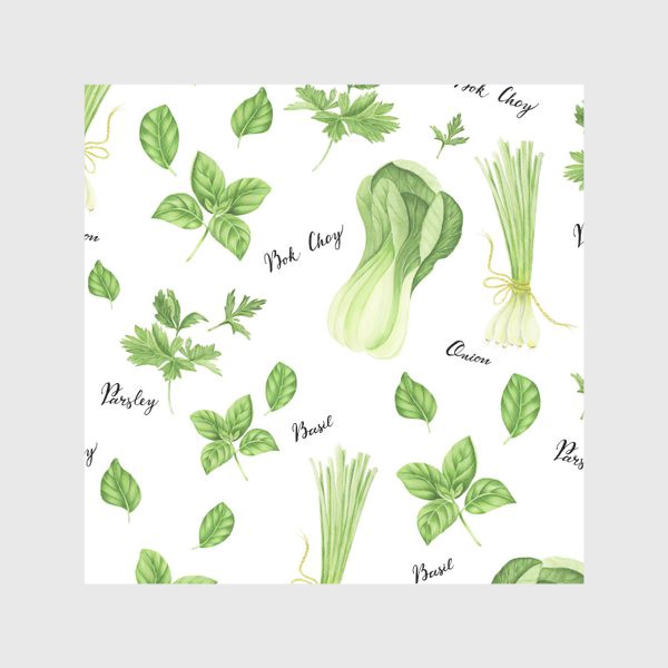 Скатерть &laquo;Зеленые овощи на белом фоне&raquo;