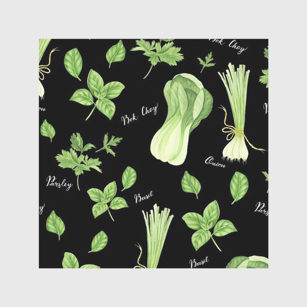 Скатерть &laquo;Зеленые овощи на черном фоне&raquo;