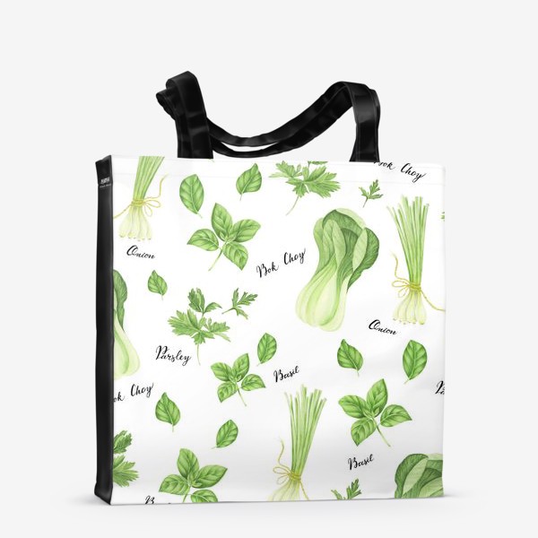 Сумка-шоппер «Зеленые овощи на белом фоне»