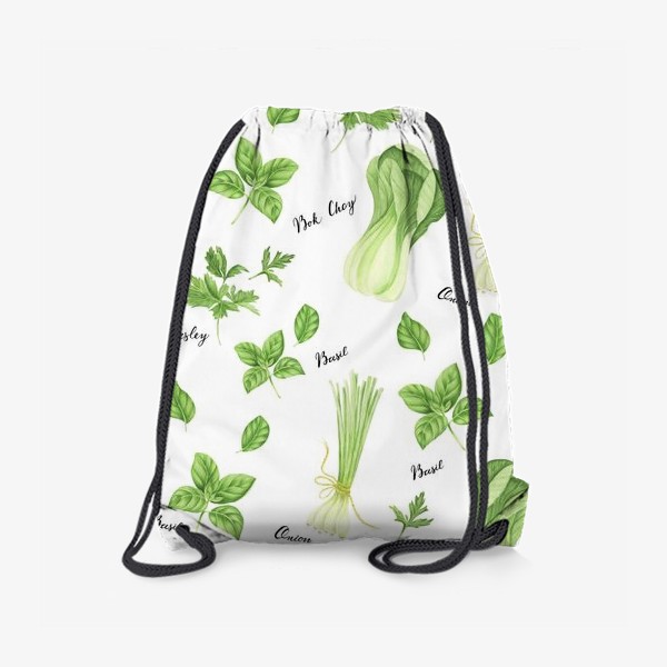 Рюкзак &laquo;Зеленые овощи на белом фоне&raquo;