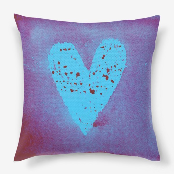 Подушка «голубое акварельное сердце»