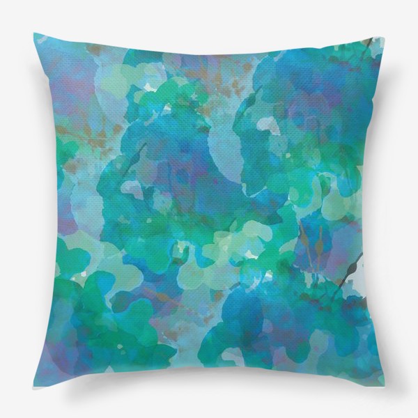 Подушка «голубая цветочная абстракция»