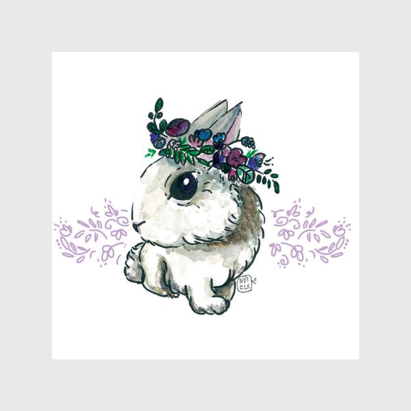 Шторы «Зайка/Кролик в цветах»