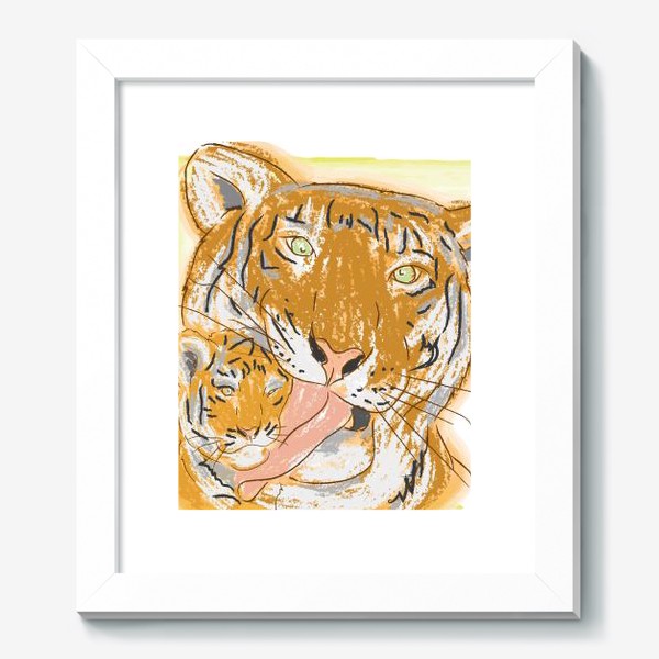 Картина «Утренние умывашки. Мама тигрица и тигренок»