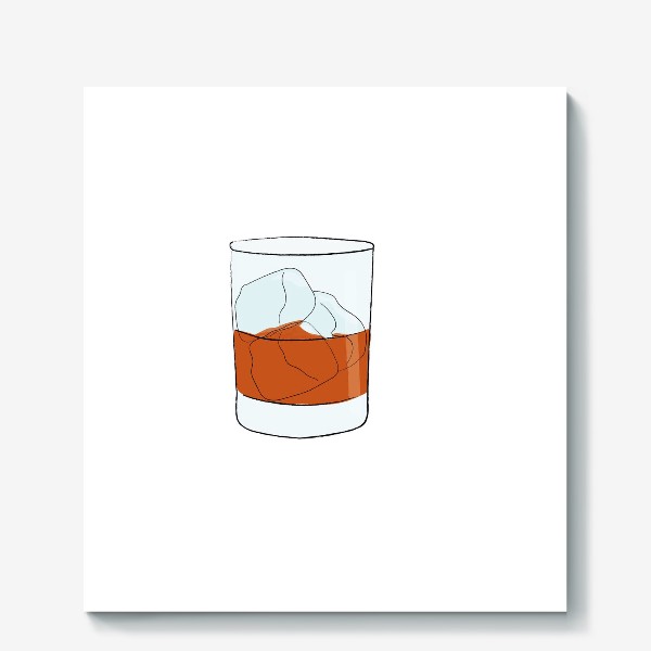 Холст &laquo;Виски со льдом, алкогольный напиток&raquo;