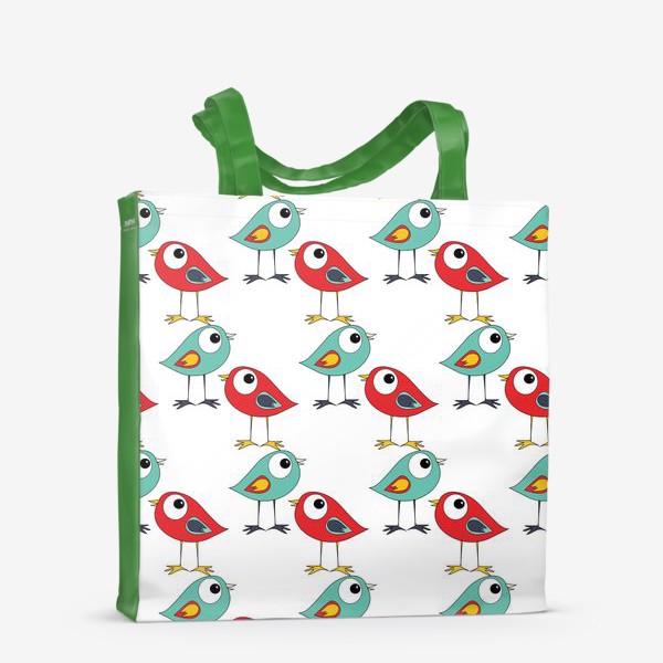Сумка-шоппер «Узор с разноцветными птичками»