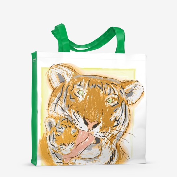 Сумка-шоппер «Утренние умывашки. Мама тигрица и тигренок»