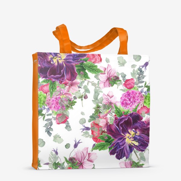 Сумка-шоппер «Яркие цветы на белом фоне»